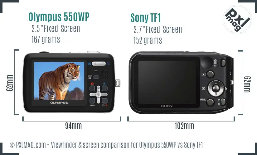 Olympus 550WP vs Sony TF1 Screen and Viewfinder comparison