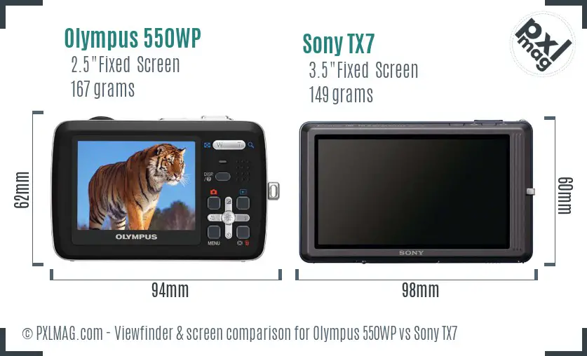 Olympus 550WP vs Sony TX7 Screen and Viewfinder comparison Olympus 550WP vs Sony TX7 Screen and Viewfinder comparison