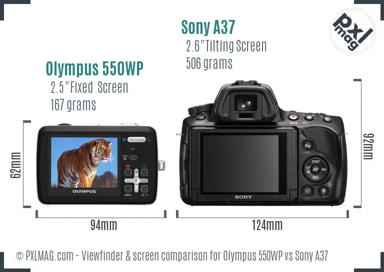 Olympus 550WP vs Sony A37 Screen and Viewfinder comparison