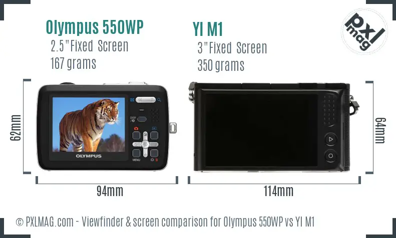 Olympus 550WP vs YI M1 Screen and Viewfinder comparison