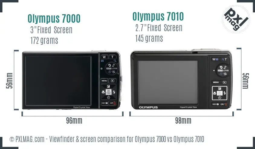Olympus 7000 vs Olympus 7010 Screen and Viewfinder comparison