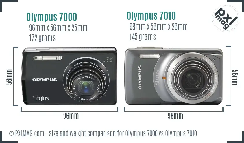 Olympus 7000 vs Olympus 7010 size comparison