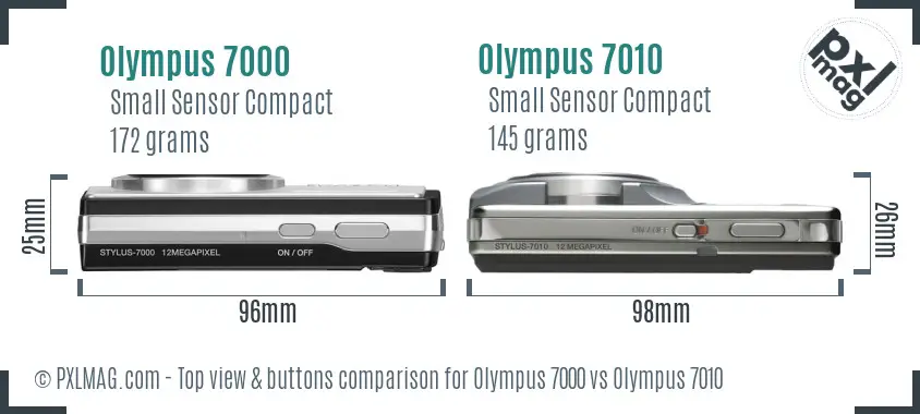 Olympus 7000 vs Olympus 7010 top view buttons comparison