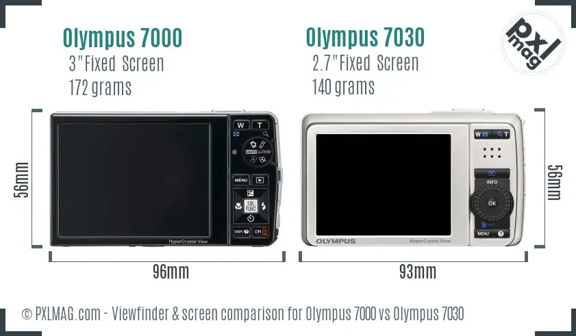 Olympus 7000 vs Olympus 7030 Screen and Viewfinder comparison