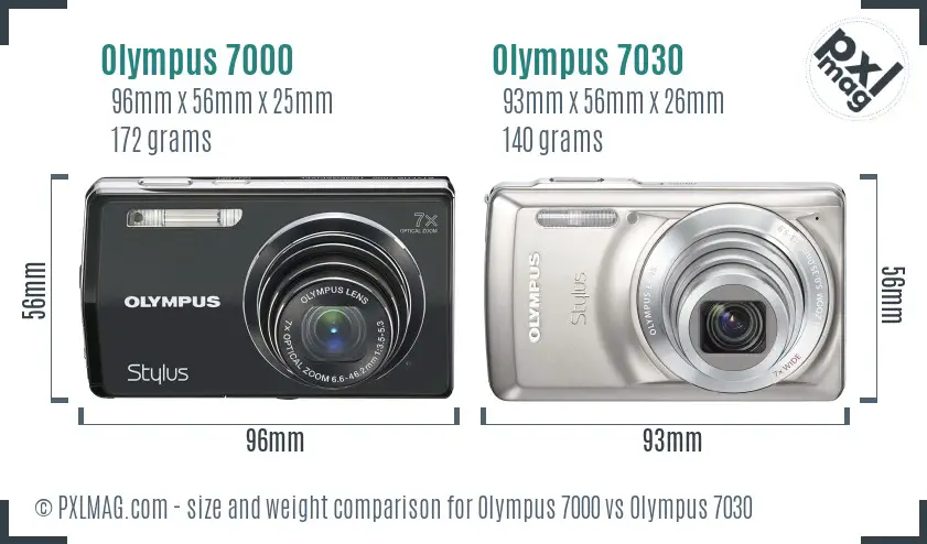 Olympus 7000 vs Olympus 7030 size comparison
