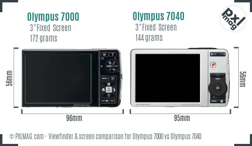 Olympus 7000 vs Olympus 7040 Screen and Viewfinder comparison