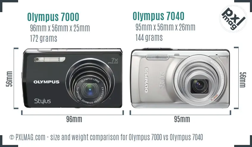 Olympus 7000 vs Olympus 7040 size comparison