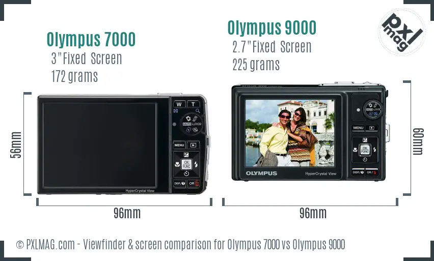Olympus 7000 vs Olympus 9000 Screen and Viewfinder comparison