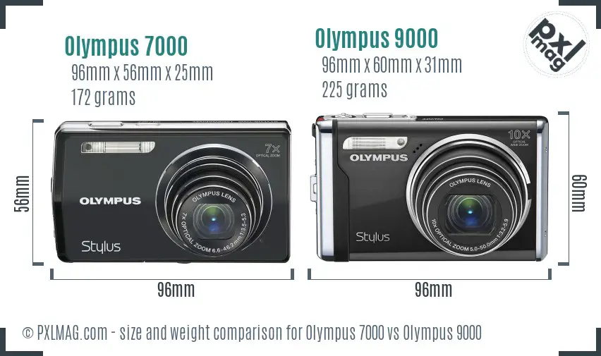 Olympus 7000 vs Olympus 9000 size comparison