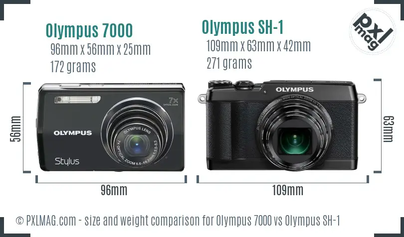 Olympus 7000 vs Olympus SH-1 size comparison
