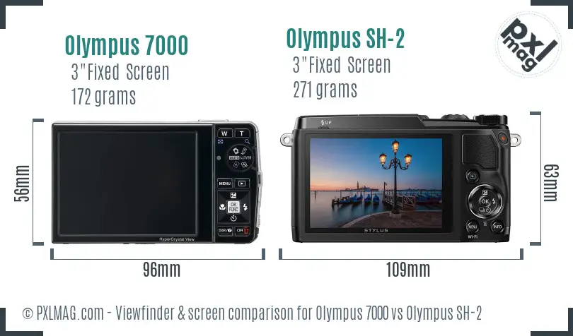 Olympus 7000 vs Olympus SH-2 Screen and Viewfinder comparison