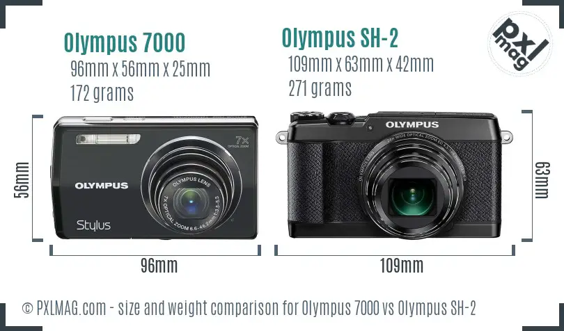 Olympus 7000 vs Olympus SH-2 size comparison