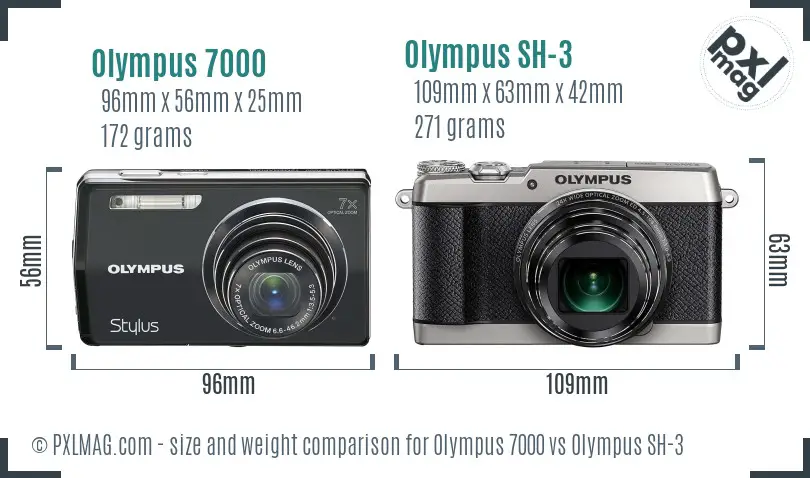 Olympus 7000 vs Olympus SH-3 size comparison