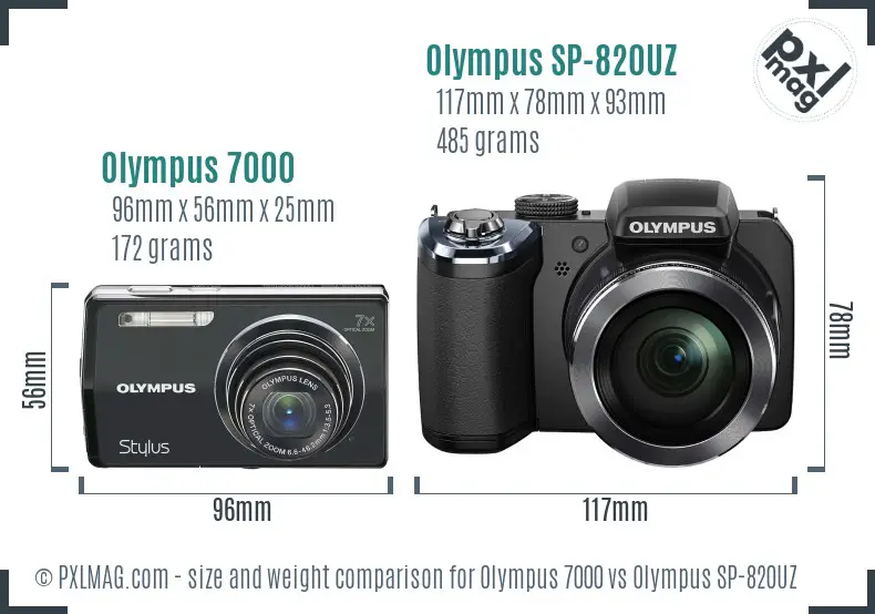 Olympus 7000 vs Olympus SP-820UZ size comparison