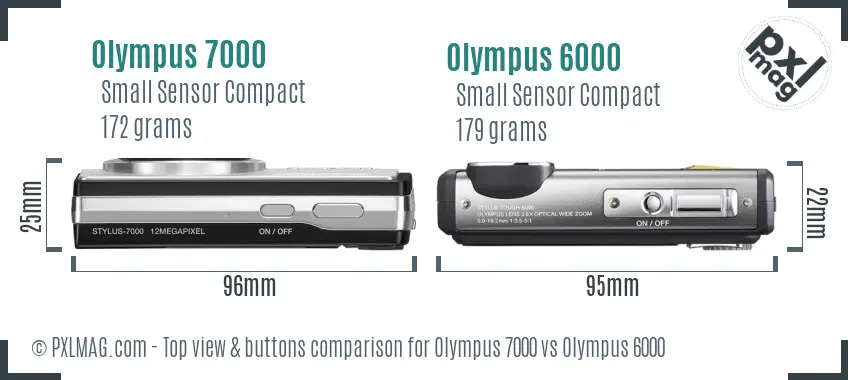 Olympus 7000 vs Olympus 6000 top view buttons comparison