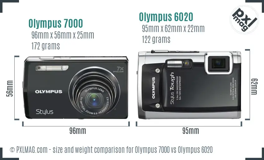 Olympus 7000 vs Olympus 6020 size comparison