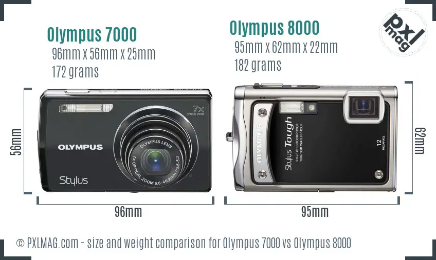 Olympus 7000 vs Olympus 8000 size comparison