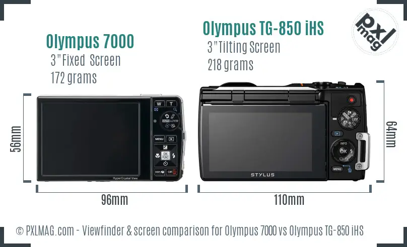Olympus 7000 vs Olympus TG-850 iHS Screen and Viewfinder comparison
