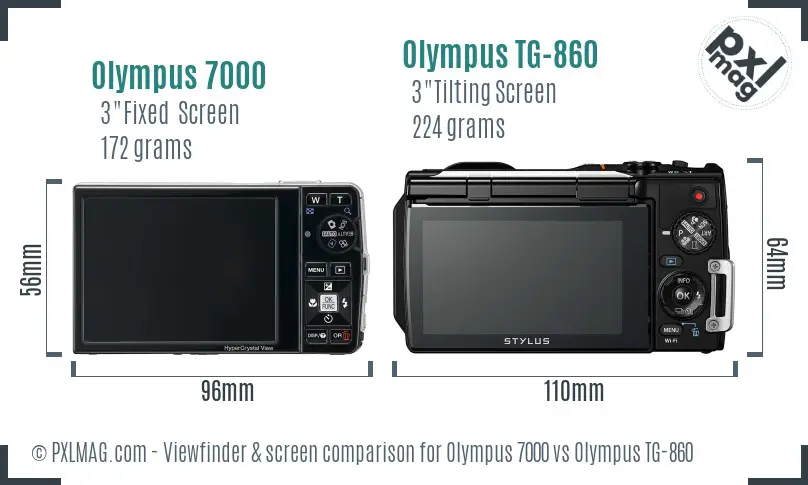 Olympus 7000 vs Olympus TG-860 Screen and Viewfinder comparison
