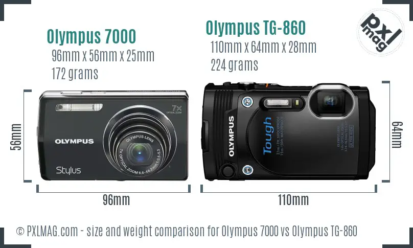 Olympus 7000 vs Olympus TG-860 size comparison
