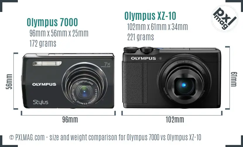 Olympus 7000 vs Olympus XZ-10 size comparison