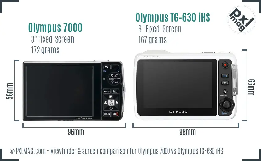 Olympus 7000 vs Olympus TG-630 iHS Screen and Viewfinder comparison