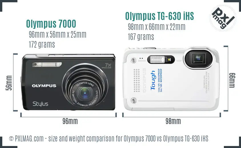Olympus 7000 vs Olympus TG-630 iHS size comparison