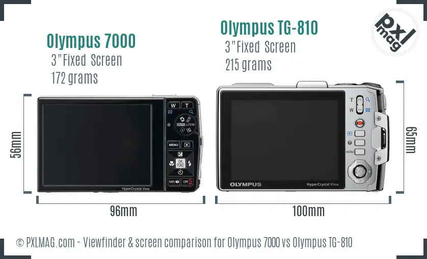 Olympus 7000 vs Olympus TG-810 Screen and Viewfinder comparison