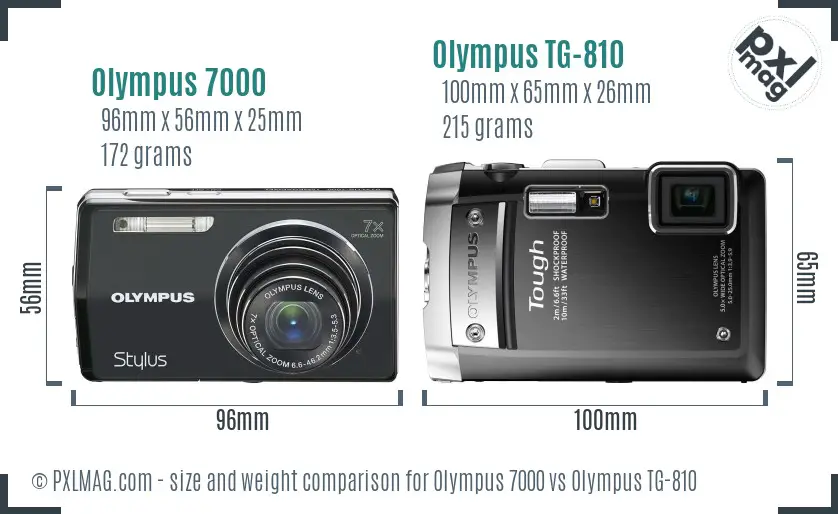 Olympus 7000 vs Olympus TG-810 size comparison