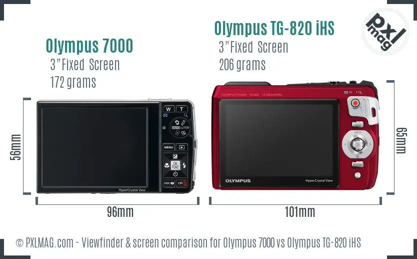 Olympus 7000 vs Olympus TG-820 iHS Screen and Viewfinder comparison