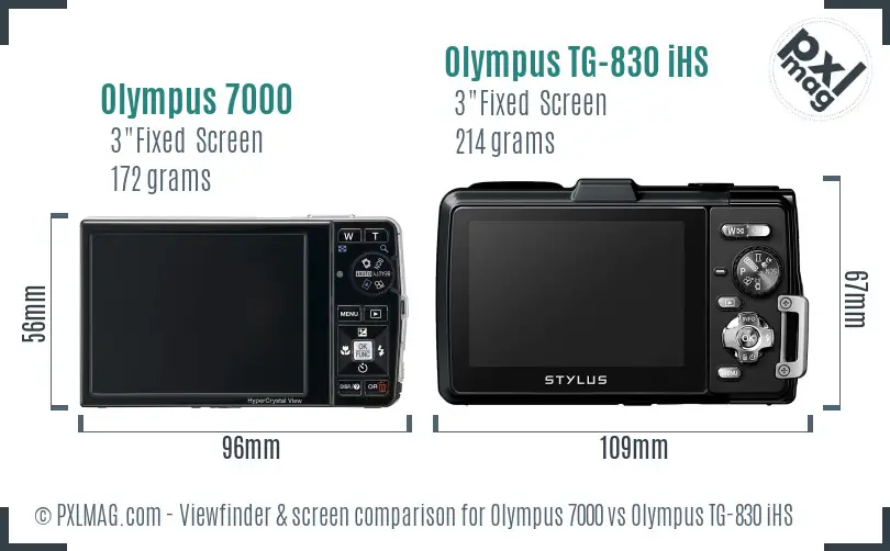 Olympus 7000 vs Olympus TG-830 iHS Screen and Viewfinder comparison