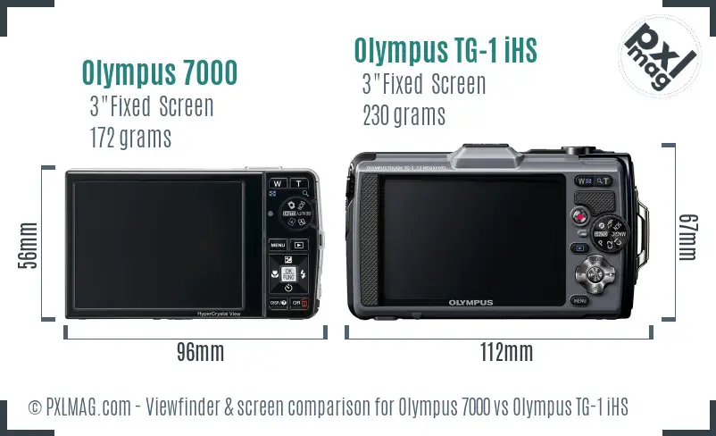 Olympus 7000 vs Olympus TG-1 iHS Screen and Viewfinder comparison
