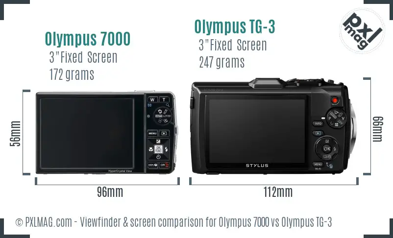 Olympus 7000 vs Olympus TG-3 Screen and Viewfinder comparison
