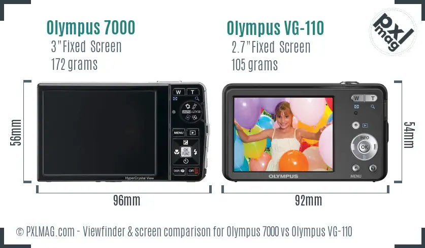 Olympus 7000 vs Olympus VG-110 Screen and Viewfinder comparison
