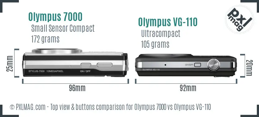 Olympus 7000 vs Olympus VG-110 top view buttons comparison