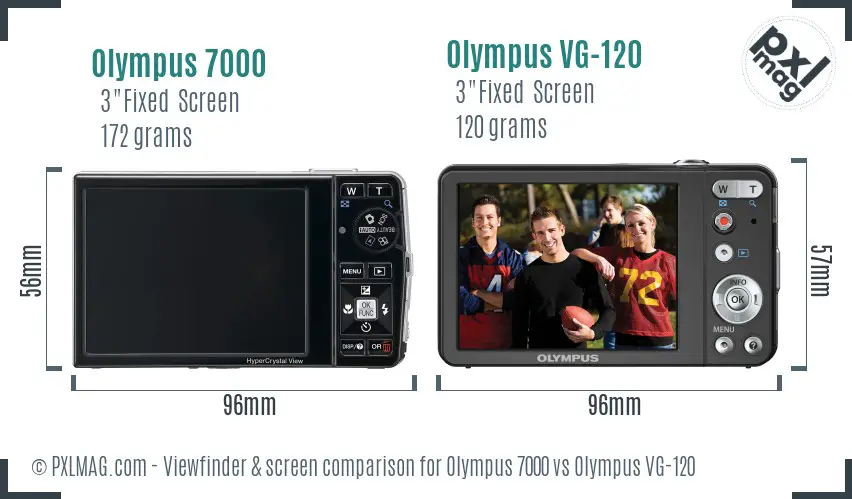 Olympus 7000 vs Olympus VG-120 Screen and Viewfinder comparison