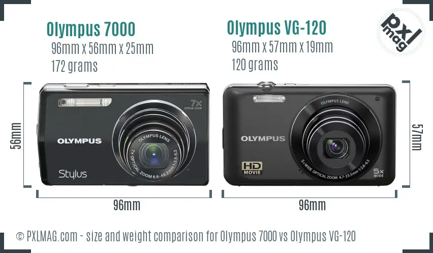 Olympus 7000 vs Olympus VG-120 size comparison