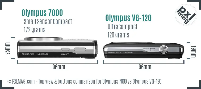 Olympus 7000 vs Olympus VG-120 top view buttons comparison