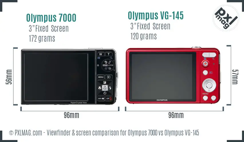 Olympus 7000 vs Olympus VG-145 Screen and Viewfinder comparison