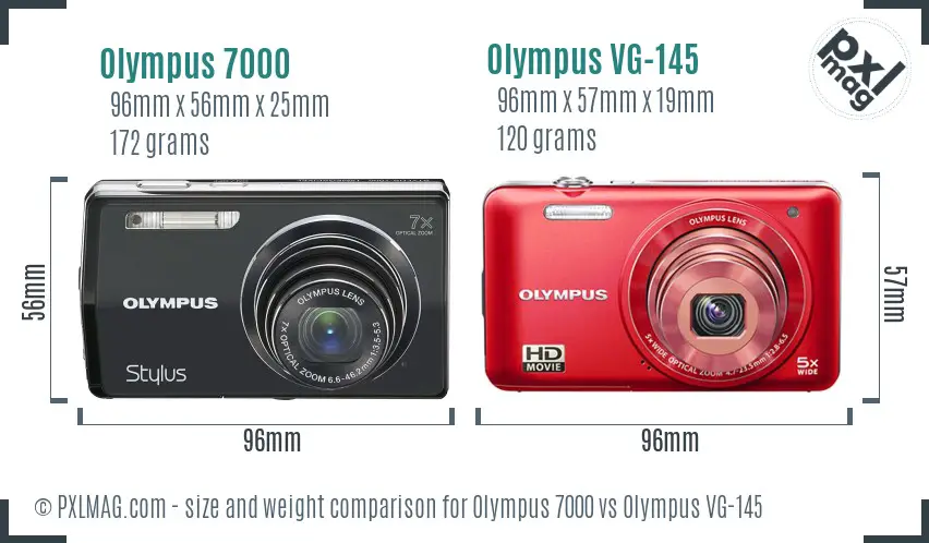 Olympus 7000 vs Olympus VG-145 size comparison
