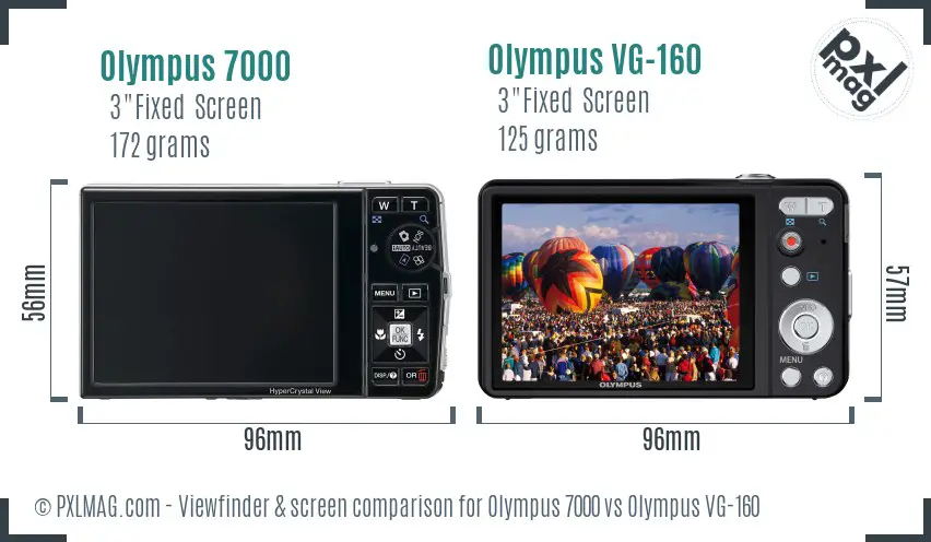 Olympus 7000 vs Olympus VG-160 Screen and Viewfinder comparison