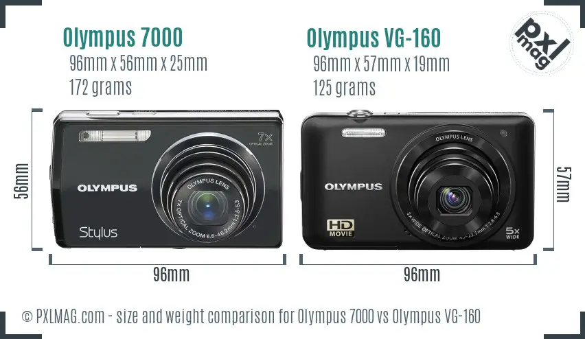 Olympus 7000 vs Olympus VG-160 size comparison