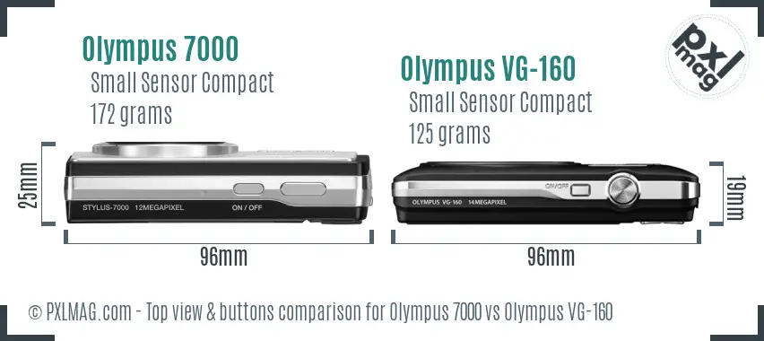 Olympus 7000 vs Olympus VG-160 top view buttons comparison