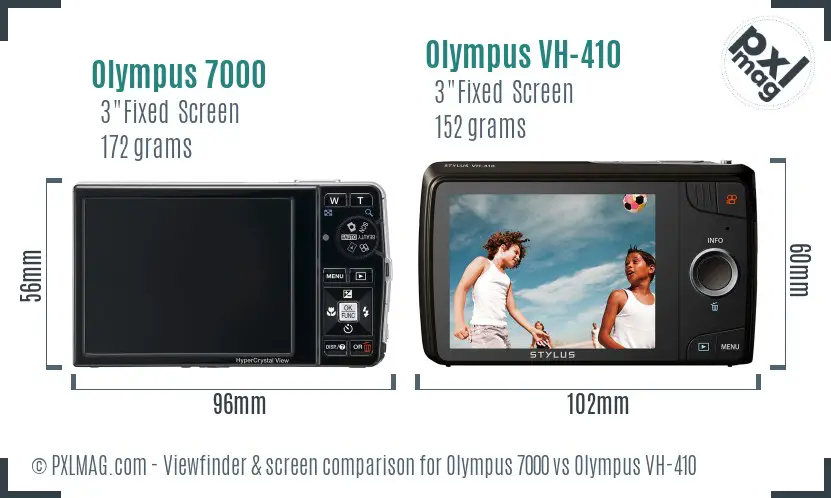 Olympus 7000 vs Olympus VH-410 Screen and Viewfinder comparison