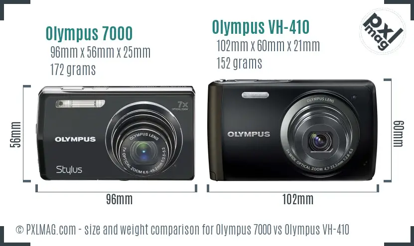 Olympus 7000 vs Olympus VH-410 size comparison