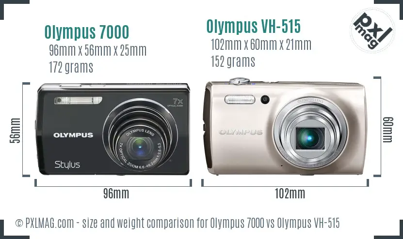 Olympus 7000 vs Olympus VH-515 size comparison