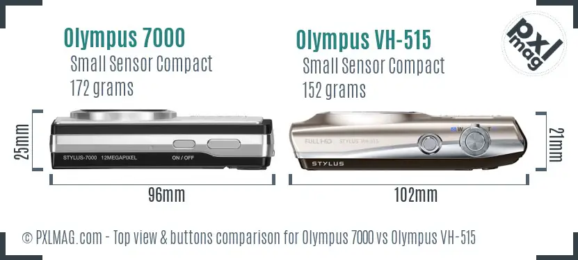 Olympus 7000 vs Olympus VH-515 top view buttons comparison