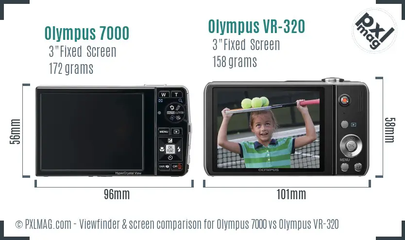 Olympus 7000 vs Olympus VR-320 Screen and Viewfinder comparison