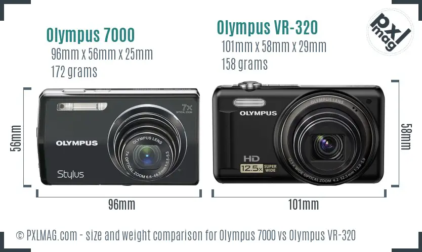Olympus 7000 vs Olympus VR-320 size comparison
