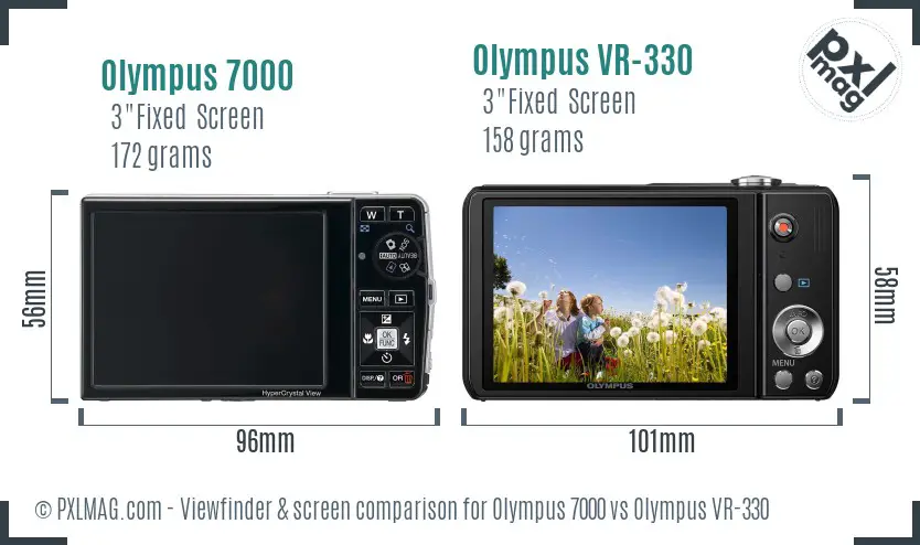 Olympus 7000 vs Olympus VR-330 Screen and Viewfinder comparison